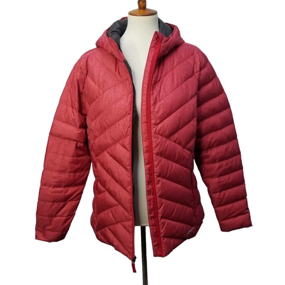 Eddie Bauer Jackets & Blazers - Eddie Bauer Women's XL Down Hooded Puffer Jacket Coat Orange Lightweight EUC